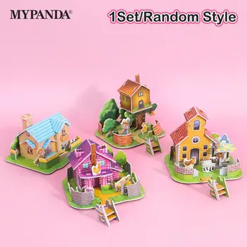 1 комплект, 3D трехмерная карта-головоломка ручной работы, модель дома, детская развивающая игрушка для сборки