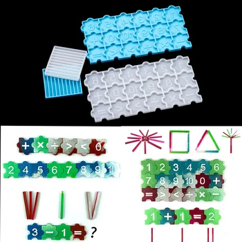 1 Комплект форм из эпоксидной смолы для обучения математике, силиконовая форма для литья поделок из эпоксидной смолы, детские игрушечные инструменты