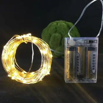 100 * 10 М 100 светодиодов светодиодный аккумулятор водонепроницаемый светодиодный серебристый провод струнные огни Рождественская свадебная вечеринка украшения гирлянды полосы света