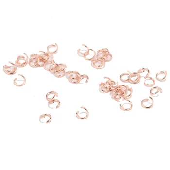 100шт 4X0,6 мм из нержавеющей стали, Розовое золото, открытые переходные кольца для изготовления ювелирных изделий, ожерелье 