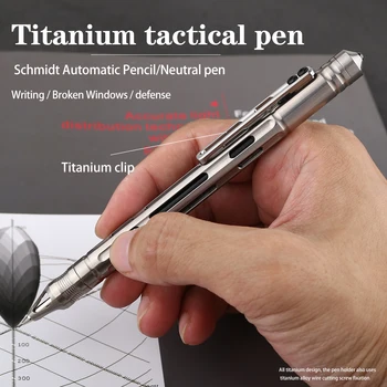 2-В-1 Титановая TC4 Тактическая ручка для самообороны Деловая ручка для Письма Открытый EDC Инструмент Подарок
