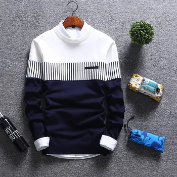 2023 Мужской Модный свитер в полоску, тонкий Модный повседневный свитер в тон