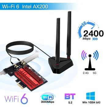 3000 Мбит/с WiFi 6 Intel AX200 PCIe Беспроводной Bluetooth-совместимый 5,1 Двухдиапазонный 2,4 ГГц/5 ГГц 802.11AC Беспроводной WiFi адаптер для карты ПК