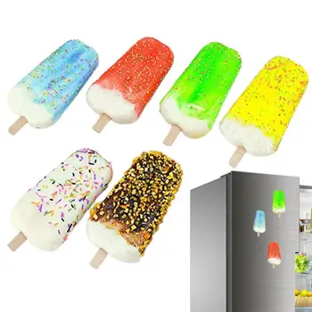 3D Милый пищевой магнит на холодильник, магнитные наклейки на холодильник, модель мороженого, магнитное украшение, 6 шт. Набор пасты для холодильника