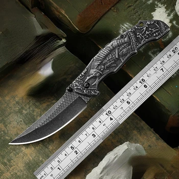 5CR13MOV, Дизайн с тиснением из нержавеющей Стали, Складной Нож, Нож для выживания в полевых условиях, Острый Охотничий Нож, Походный Рыболовный Портативный Нож