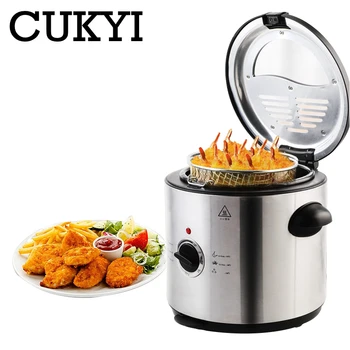 CUKYI мини электрическая машина для жарки, фритюрница, духовка 1,5 л, Съемный антипригарный одинарный бак, фритюрница для картофеля фри, кухонные инструменты для приготовления пищи