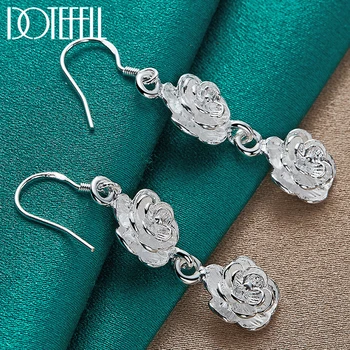 DOTEFFIL, серьги в виде розы из стерлингового серебра 925 пробы, женские свадебные, для помолвки, модные, вечерние, очаровательные ювелирные изделия