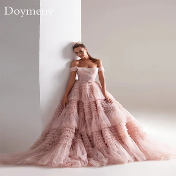 Doymeny 2023, Элегантное тюлевое платье для выпускного вечера, Разноцветный рукав-кепка, Сексуальное Платье со шнуровкой сзади, Vestidos De Fiesta Elegantes