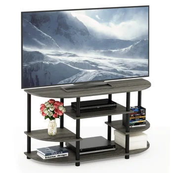 Furinno JAYA Простой дизайн, без инструмента, подставка для телевизора, серая и черная мебель для гостиной, тумба для телевизора