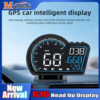 G16 Автомобильный HUD Дисплей GPS Головной Дисплей Автомобильный Датчик Спидометр Км/ч МИЛЬ/ч Часы Функция Сигнализации Превышения скорости Автомобильные Электронные Аксессуары