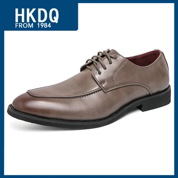 HKDQ/ Высококачественная Мужская Социальная обувь на шнуровке, Деловая Повседневная Кожаная обувь, Мужские Удобные Дышащие Мужские Модельные туфли, Большой размер 48