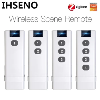 IHSENO 1-4 Ключа Tuya ZigBee Smart Wireless Scene Switch Дистанционный Портативный Сценарий домашней Автоматизации Дистанционное Управление С Alexa Google