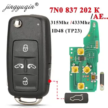 jingyuqin 7N0837202K/F/AE Дистанционный ключ 315/434 МГц Для VW Sharan Multivan Caravelle Transporter ID48 без ключа 5K0 837 202 AD