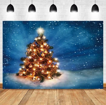Laeacco, Зимний фон для фотосъемки с Рождественской елкой, Блестящий баннер для Вечеринки, День Рождения, Фотографический фон для фотостудии