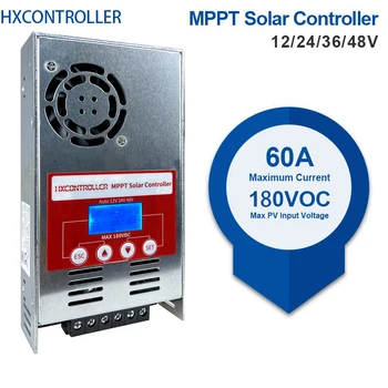 MPPT 60A Контроллер заряда солнечной батареи 12V 24V 48V Фотоэлектрический регулятор солнечной панели 180VDC Max 2880W входной сигнал Для солнечной системы