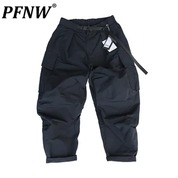 PFNW Весенне-летние мужские брюки в стиле сафари с эластичной резинкой на талии для улицы, функция Tide, Быстросохнущие однотонные брюки-карго 12A9764