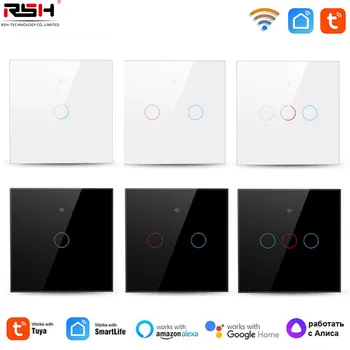 RSH Tuya WiFi EU Smart Light сенсорный выключатель Smart Life Пульт дистанционного управления Работает с Alexa Google Home