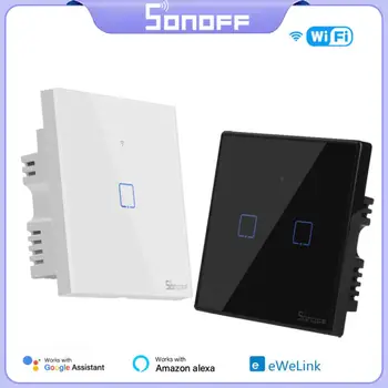 SONOFF TX Wifi T0 T1 T2 T3 Умный Настенный Выключатель EU US UK 1/2/3Gang Сенсорный Выключатель света Для приложения eWeLink RF433 Alexa Google Home
