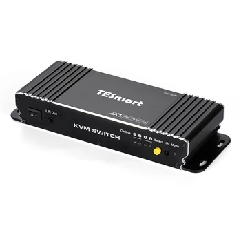 TESmart 2-портовый HDMI KVM-переключатель 4K60Hz Мышь с плавным переключением с USB-концентратором и аудиопортом