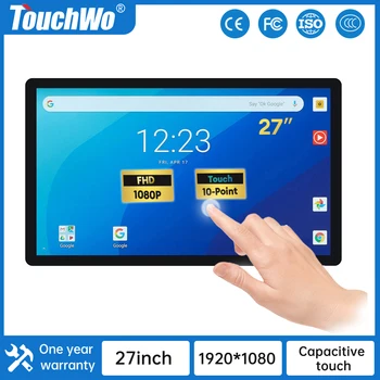 TouchWo 27-Дюймовые Емкостные Мониторы с сенсорным экраном Промышленного Android Настенного монтажа All In One Pc Lcd Рекламный Дисплей