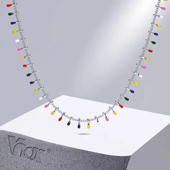 Vnox Богемные Ожерелья-цепочки из Нержавеющей Стали для женщин, Этнические Красочные Подвески в стиле Y2K, Шейный Воротник, Подарки, Ювелирные Изделия