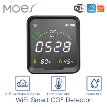 WiFi Tuya Smart CO2 Detector 3 в 1 Детектор углекислого газа, монитор качества воздуха, температура, влажность, тестер воздуха с будильником