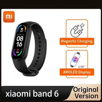 Xiaomi Mi Band 6 Смарт-Браслет 5 Цветов AMOLED с Поддержкой Кислорода в Крови Mi Band 6 Фитнес-Трекер Сердечного Ритма Bluetooth Водонепроницаемый Смарт-Браслет