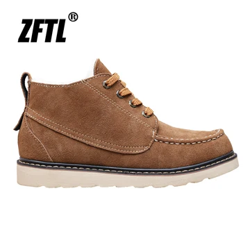 ZFTL/мужские зимние ботинки; зимние короткие ботинки из воловьей кожи; теплая обувь из британского хлопка с бархатной подкладкой; ботинки большого размера 2023 г.