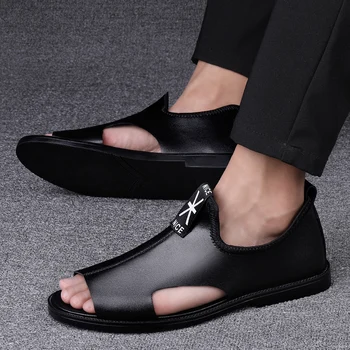 Абсолютно новые летние мужские сандалии для отдыха, Пляжная мужская обувь, высококачественные сандалии из натуральной кожи, модные мужские сандалии