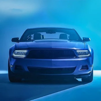 Автомобильные светодиодные фары для Ford Mustang 2005-2009, светодиодный сигнал поворота, ходовой свет, Высокий/низкий луч, Ангельский глаз, фара в сборе