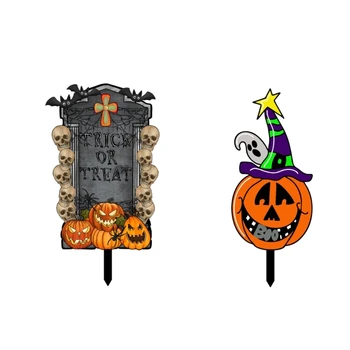 Акриловая надгробная плита на Хэллоуин, тыква, знак двора, декоративный садовый кол, украшение для вечеринки на свадьбу, день рождения
