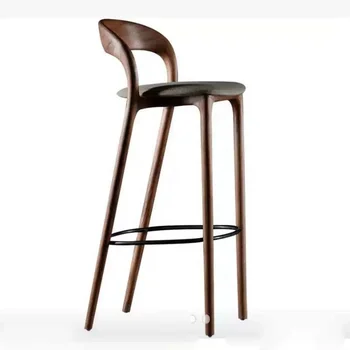 барный стул из люцитовой воловьей кожи из массива дерева, дизайнерский барный стул, высокий стул для кафе в отеле