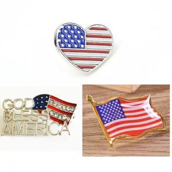 Бесплатная доставка, брошь в виде флага США в форме сердца, брошь в виде флага США, модные украшения