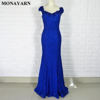 Вечернее платье Robe De Soiree, элегантное модное платье с рыбьим хвостом, синее кружевное вечернее платье с цветочным рисунком, индивидуальный размер