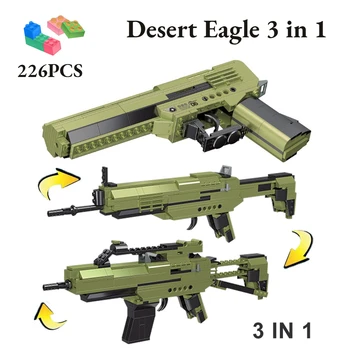 Военная модель M416 Desert Eagle, пистолет со шрамом, Сборка пазлов, кирпичи, Самоконструирующиеся строительные блоки, игрушки для мальчиков