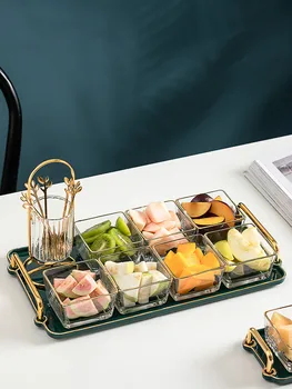 Высококачественная, легкая роскошь, креативная стеклянная домашняя тарелка для фруктов в гостиной, тарелка для закусок, тарелка для закусок из сухофруктов