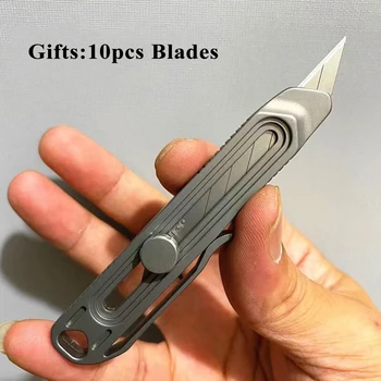 Высококачественный титановый универсальный карманный нож для резки коробок, 9 мм Сменное лезвие, художественные ножи, канцелярский нож 