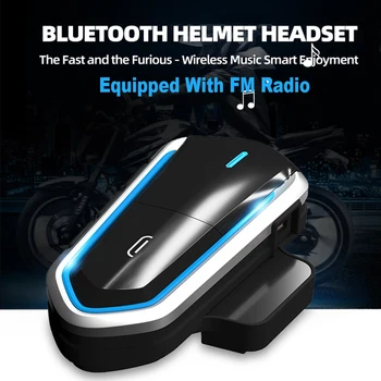 Гарнитура для мотоциклетного шлема Беспроводная Bluetooth гарнитура с микрофоном FM радио Водонепроницаемый комплект громкой связи Стерео Музыкальный плеер