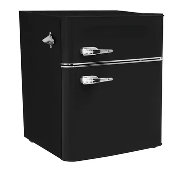 Двухдверный компактный холодильник объемом 3,1 кубических фута с морозильной камерой, черный