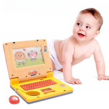 Детский мини-ноутбук с имитацией Легкой музыки, мультяшный ноутбук, просвещение, образование, многофункциональная электронная игрушка в подарок
