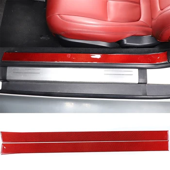 Для Jaguar F-type 2013-2022 встроенная наклейка для защиты порога из мягкого углеродного волокна, крышка дверной педали, автомобильные аксессуары
