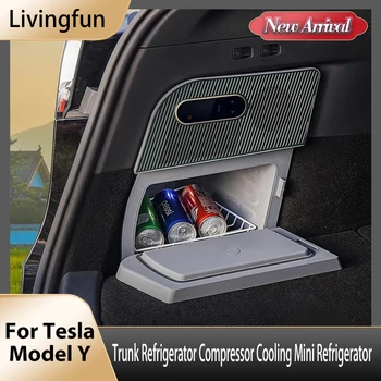 Для Tesla Model Y Автомобильный холодильник для багажника, Компрессор, Охлаждающий Автомобильный Мини-холодильник Tesla Model Y 2023, аксессуары