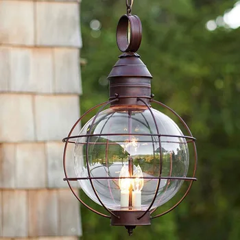 Железный Промышленный Лофт, открытый подвесной светильник, Глобус, Многоцелевые подвесные светильники для сада, Проход со стеклянным абажуром