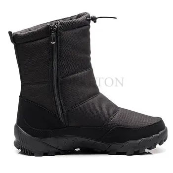 Зимние ботинки, мужская походная обувь, водонепроницаемые зимние ботинки с мехом, зимняя обувь, нескользящие уличные мужские ботинки на платформе, толстый плюш, теплый