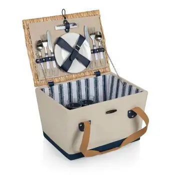 Изолированный водонепроницаемый кулер 
Корзина для пикника - Изолированная водонепроницаемая сумка-холодильник со столовыми приборами и тарелками -надежное хранение на открытом воздухе