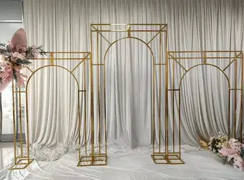 Индивидуальная Подставка для фона из нержавеющей стали с золотой металлической Аркой для свадебного украшения