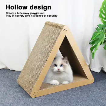 Когтеточка для кошек, Треугольный гофрированный картон с 6 сторонами, принадлежности для игр с домашними животными, развлечения Для игровой комнаты, Гостиной
