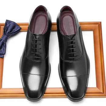 Кожаная мужская обувь большого размера, Японская Официальная кожаная обувь, Деловая рабочая обувь, Свадебные туфли в британском стиле D5066