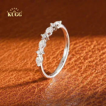 Кольца из белого золота KUGG 100% 18 Карат, Кольцо с натуральным бриллиантом Классической формы, свадебные украшения для женщин, ювелирные изделия для помолвки, Индивидуальные