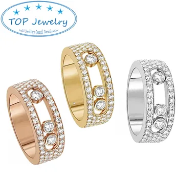 Кольцо из стерлингового Серебра 925 пробы MS Luxury Jewelry Couple Ring с 3 Бриллиантами MOVE JOAILLERIE.Свадьба.Предложение руки и сердца